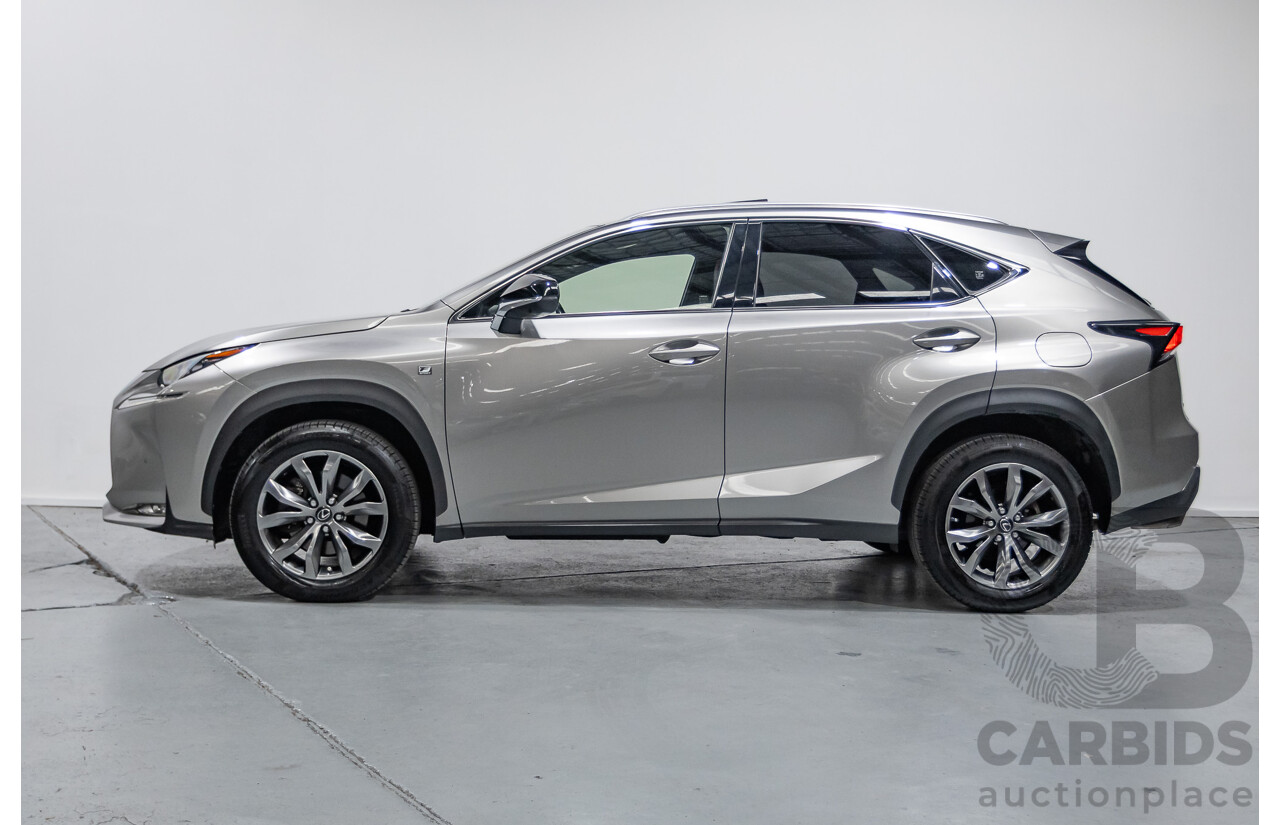 08/2016 Lexus NX 200t F Sport (AWD) AGZ15R 4D Wagon Sonic Titanium Metallic Turbo 2.0L