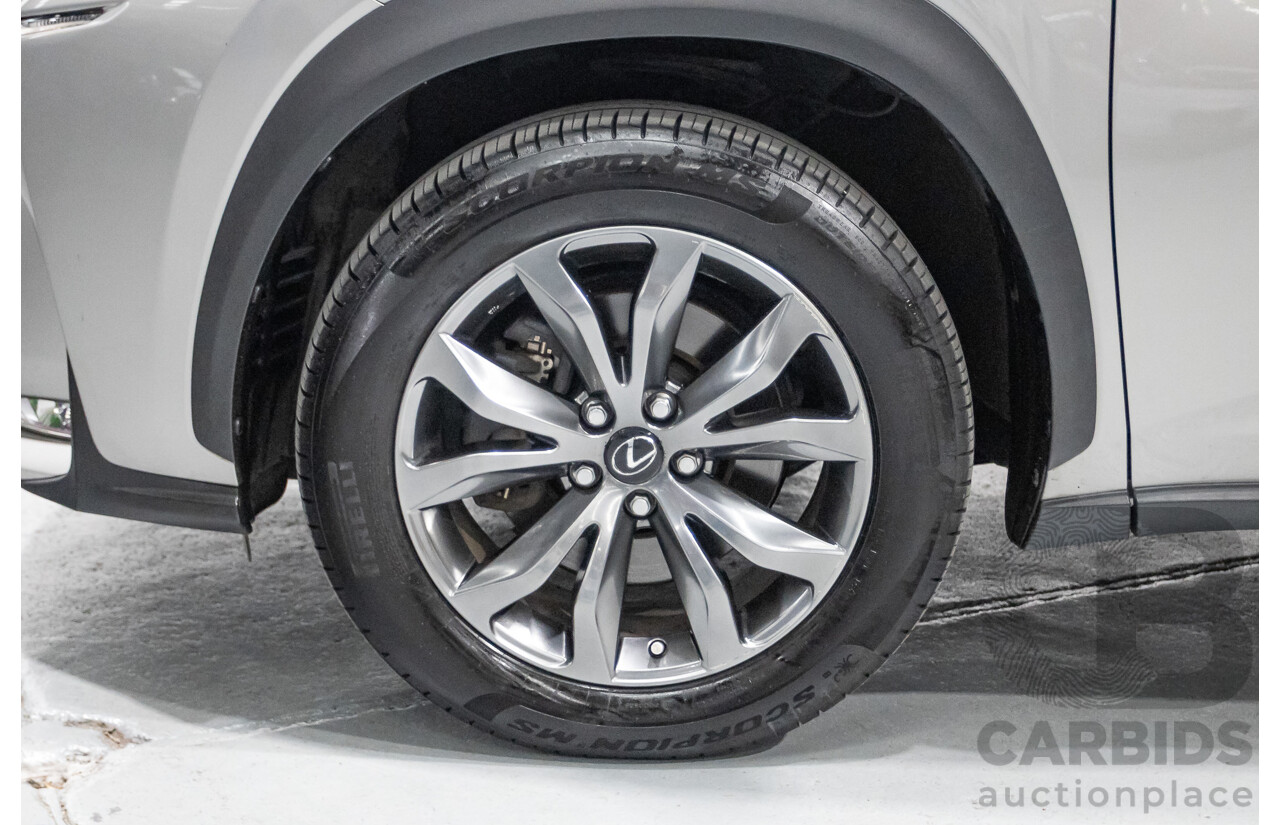 08/2016 Lexus NX 200t F Sport (AWD) AGZ15R 4D Wagon Sonic Titanium Metallic Turbo 2.0L