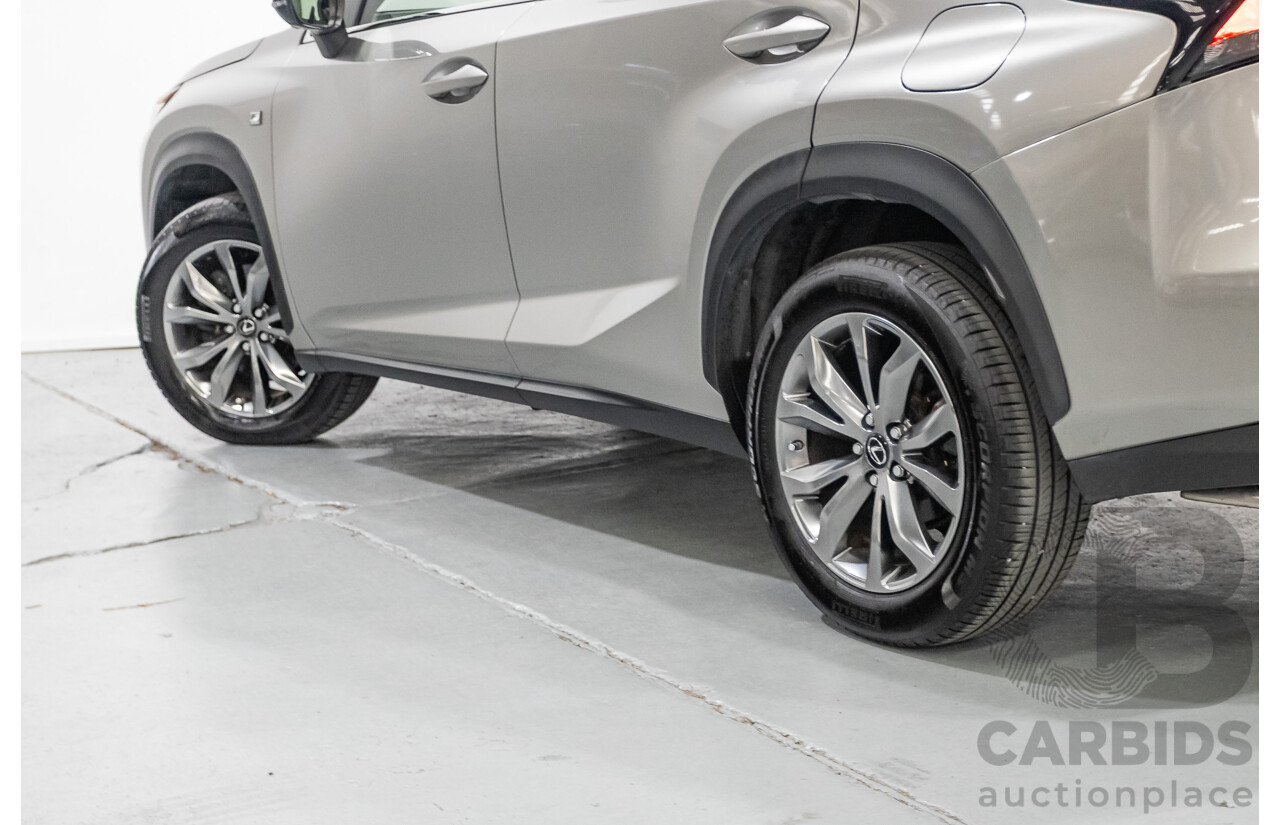 08/2016 Lexus NX 200t F Sport (AWD) AGZ15R 4D Wagon Sonic Titanium Metallic Turbo 2.0L