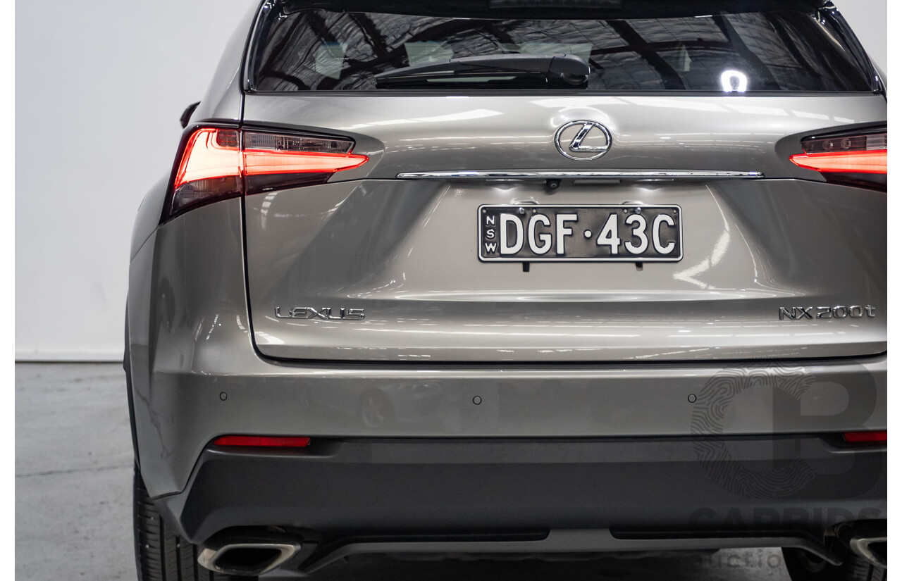 08/2016 Lexus NX 200t F Sport (AWD) AGZ15R 4D Wagon Sonic Titanium Metallic Turbo 2.0L