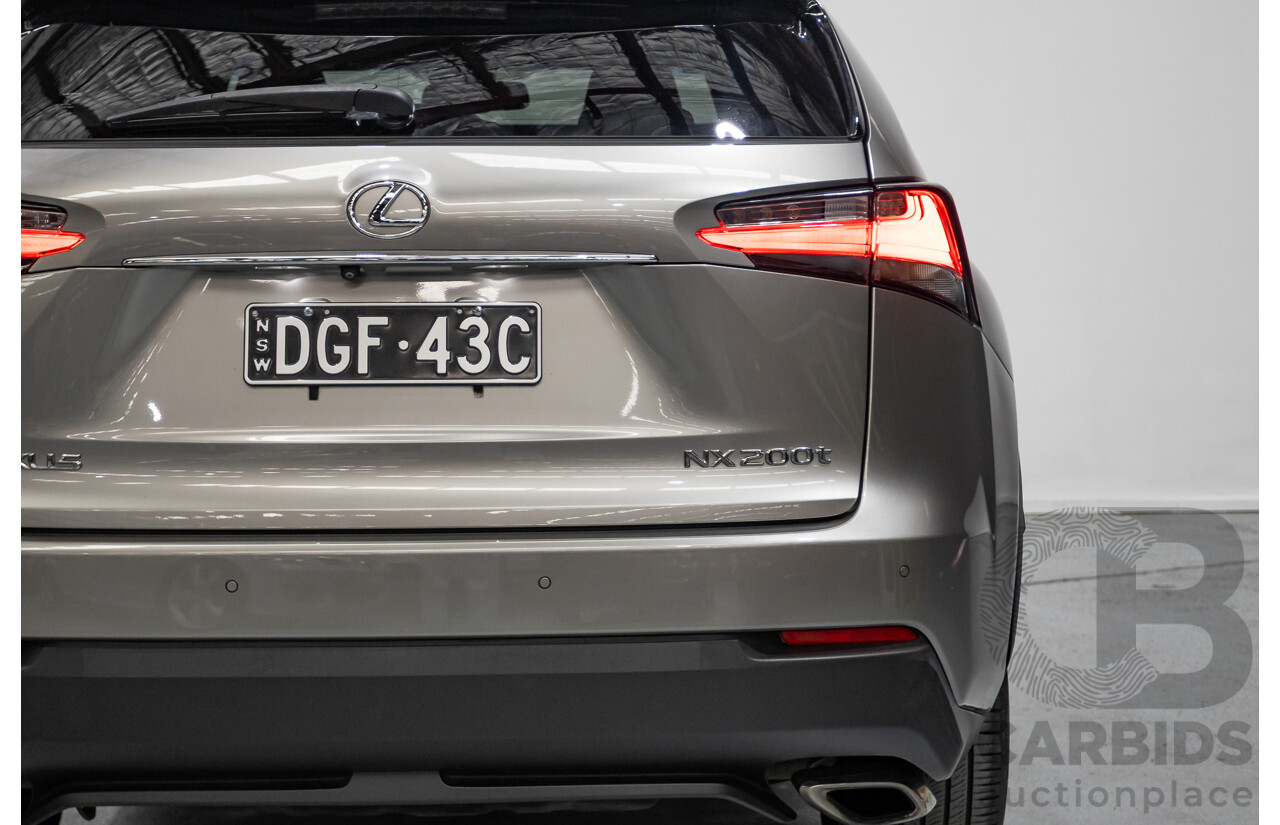 08/2016 Lexus NX 200t F Sport (AWD) AGZ15R 4D Wagon Sonic Titanium Metallic Turbo 2.0L