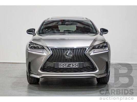 08/2016 Lexus NX 200t F Sport (AWD) AGZ15R 4D Wagon Sonic Titanium Metallic Turbo 2.0L