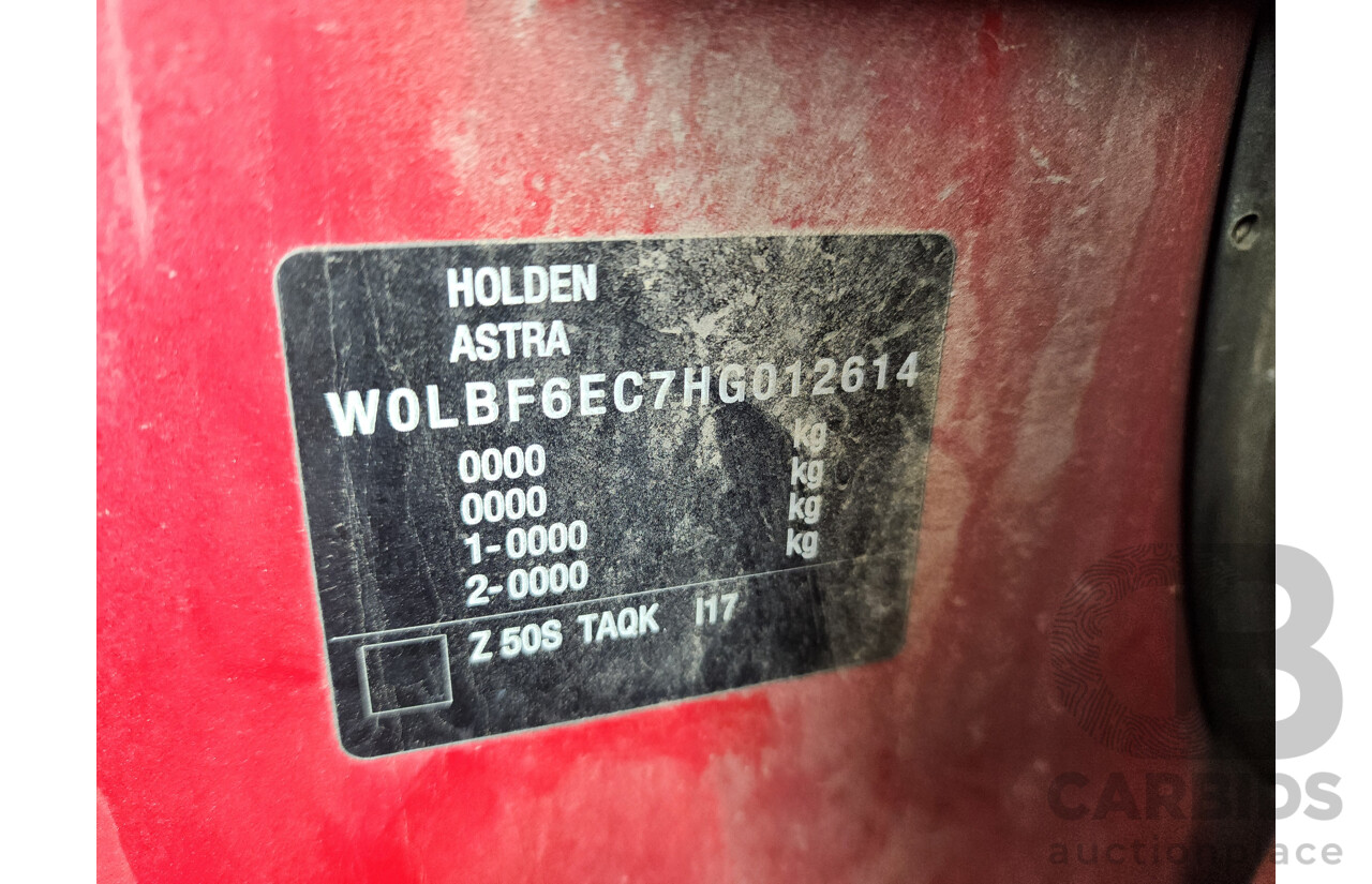 01/2017 Holden Astra R BK MY17 5d Hatchback Red 1.4L