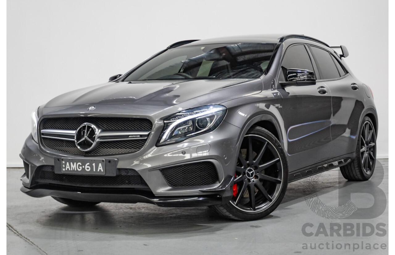 8/2015 Mercedes-Benz GLA 45 AMG 4MATIC (AWD) X156 MY15 4d Wagon Mountain Grey Metallic Turbo 2.0L