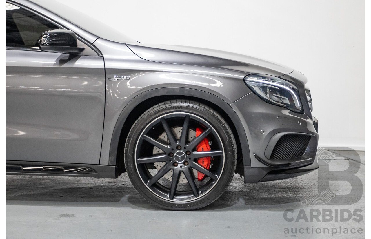 8/2015 Mercedes-Benz GLA 45 AMG 4MATIC (AWD) X156 MY15 4d Wagon Mountain Grey Metallic Turbo 2.0L