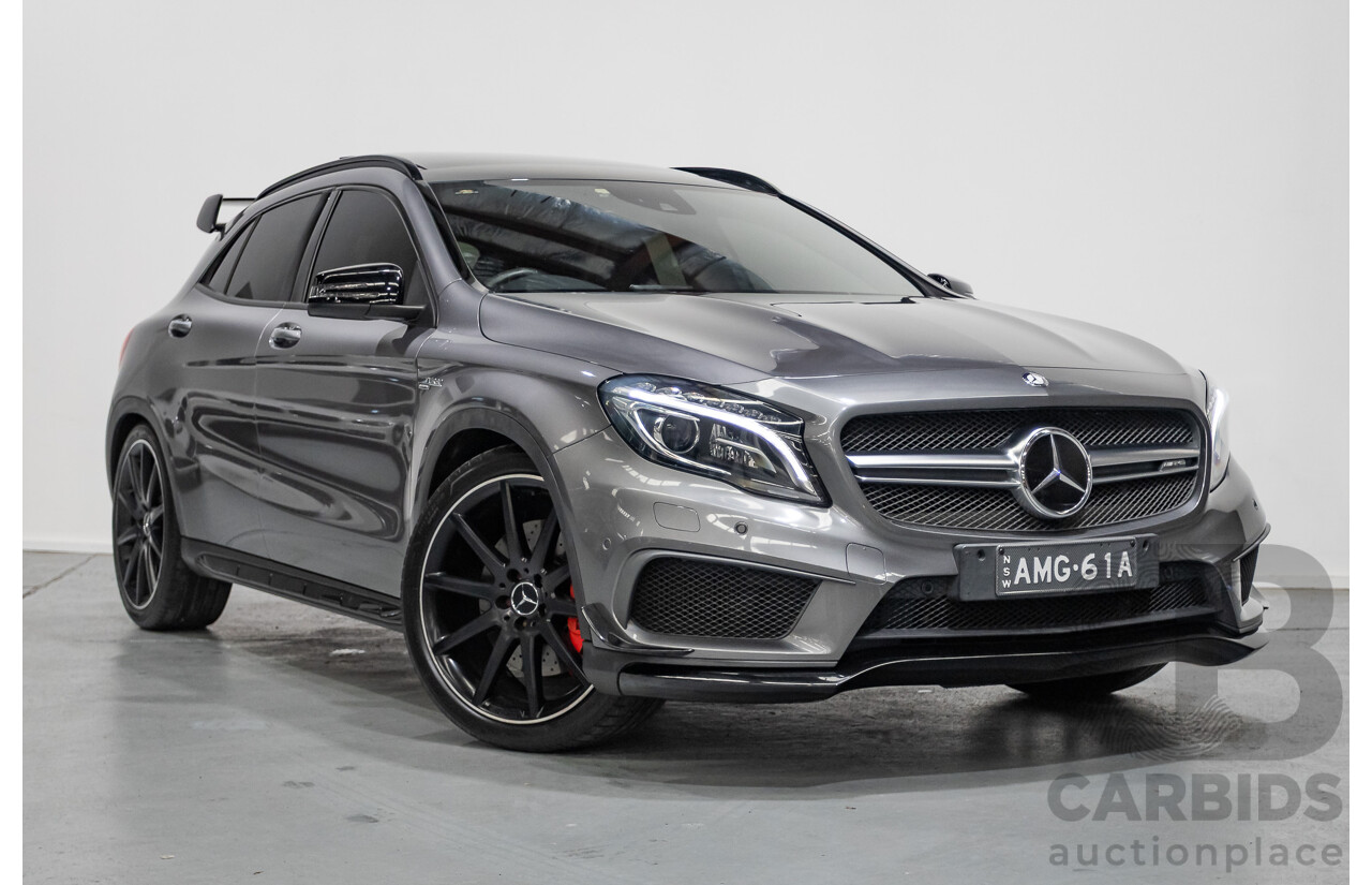 8/2015 Mercedes-Benz GLA 45 AMG 4MATIC (AWD) X156 MY15 4d Wagon Mountain Grey Metallic Turbo 2.0L