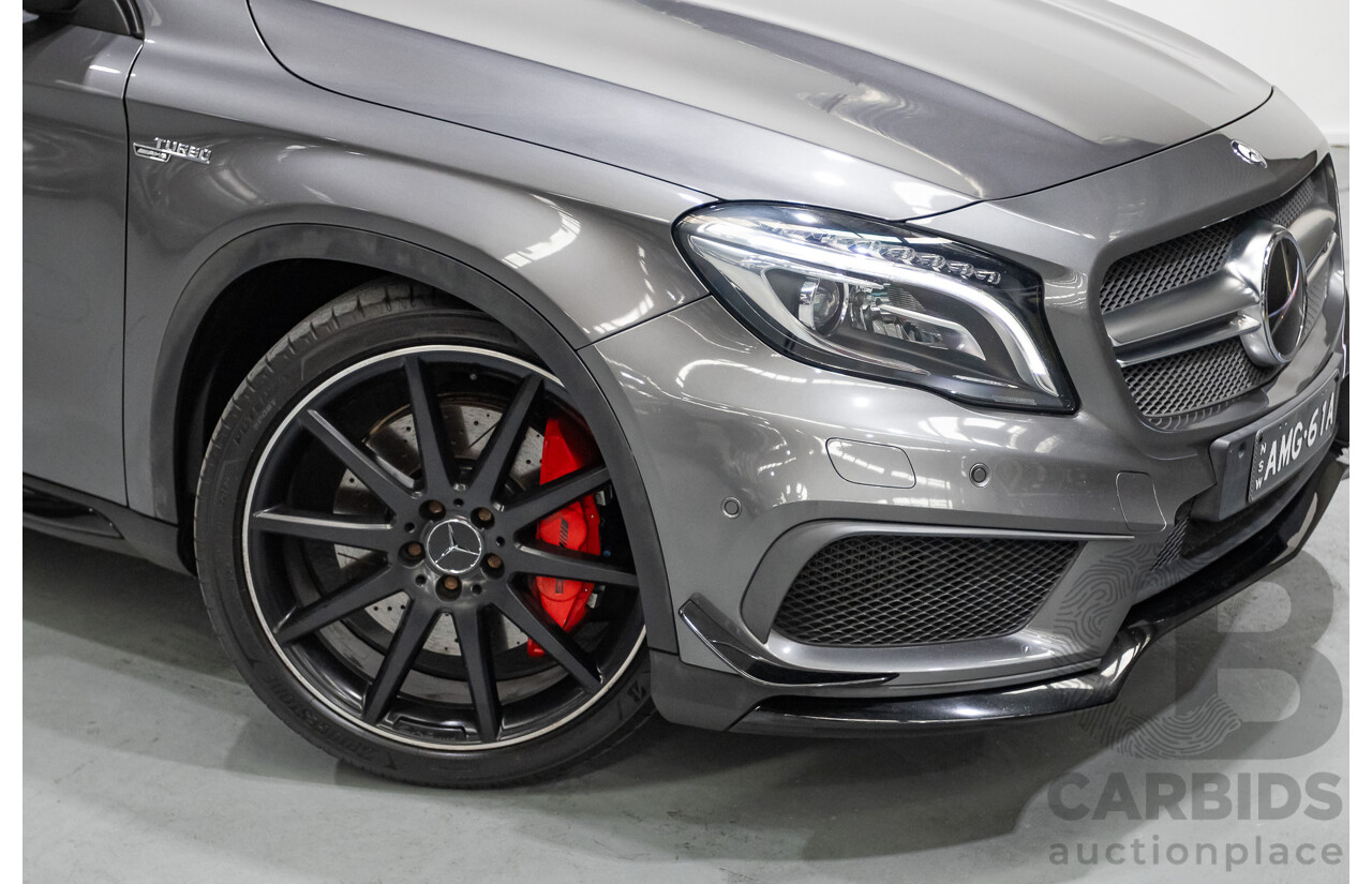 8/2015 Mercedes-Benz GLA 45 AMG 4MATIC (AWD) X156 MY15 4d Wagon Mountain Grey Metallic Turbo 2.0L