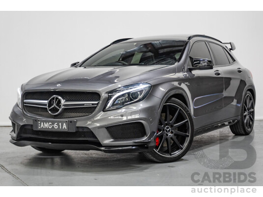8/2015 Mercedes-Benz GLA 45 AMG 4MATIC (AWD) X156 MY15 4d Wagon Mountain Grey Metallic Turbo 2.0L