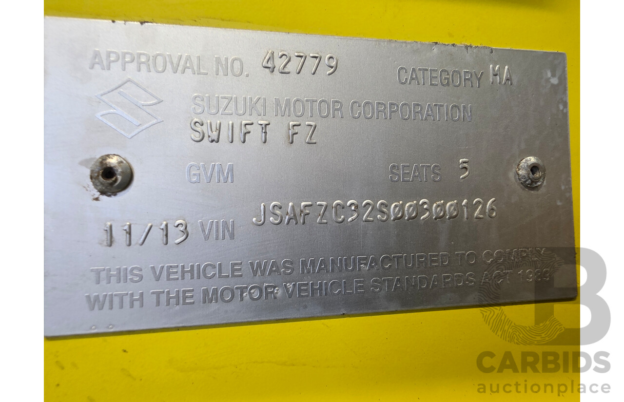 11/2013 Suzuki Swift Sport FZ MY13 5d Hatchback Yellow 1.6L