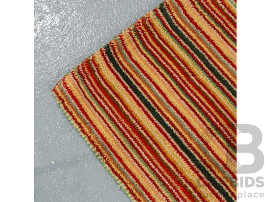 Hand Knotted Multi Coloured Striped Rug