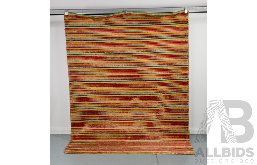 Hand Knotted Multi Coloured Striped Rug