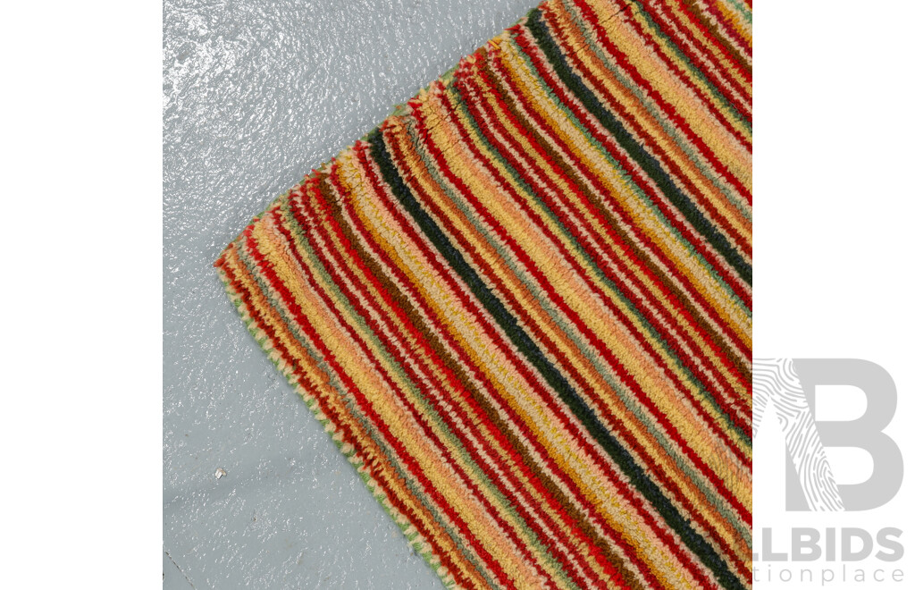 Hand Knotted Multi Coloured Striped Rug