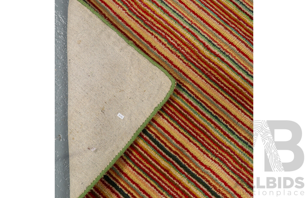 Hand Knotted Multi Coloured Striped Rug