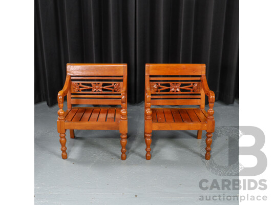 Pair of Indonesian Teak Children's Chairs