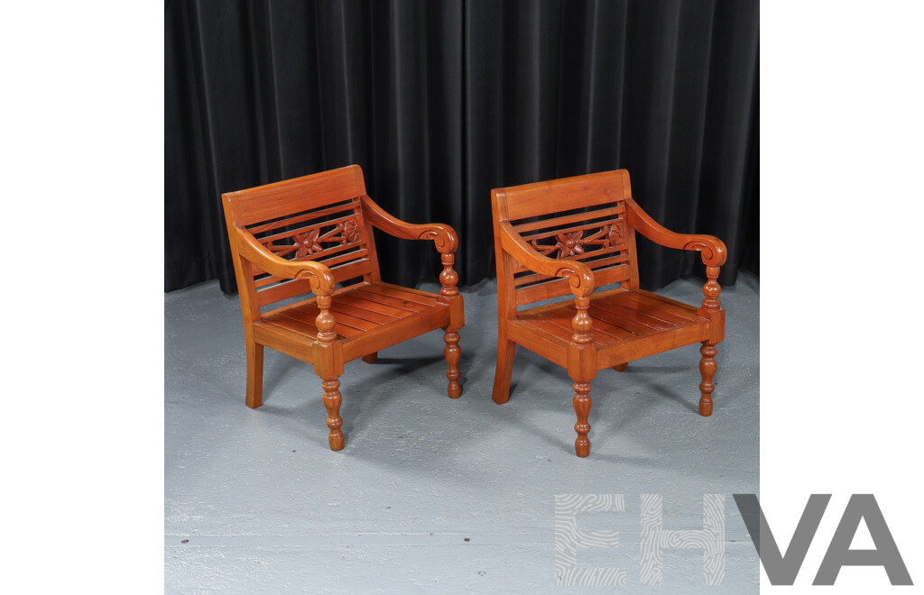 Pair of Indonesian Teak Children's Chairs