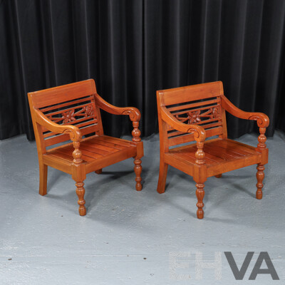 Pair of Indonesian Teak Children's Chairs