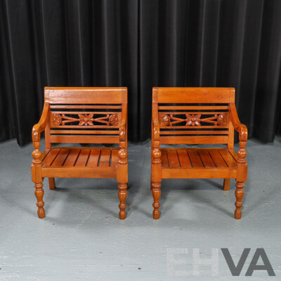 Pair of Indonesian Teak Children's Chairs
