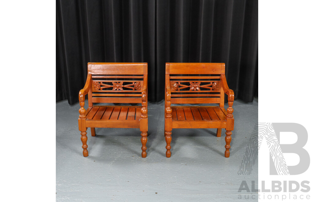 Pair of Indonesian Teak Children's Chairs