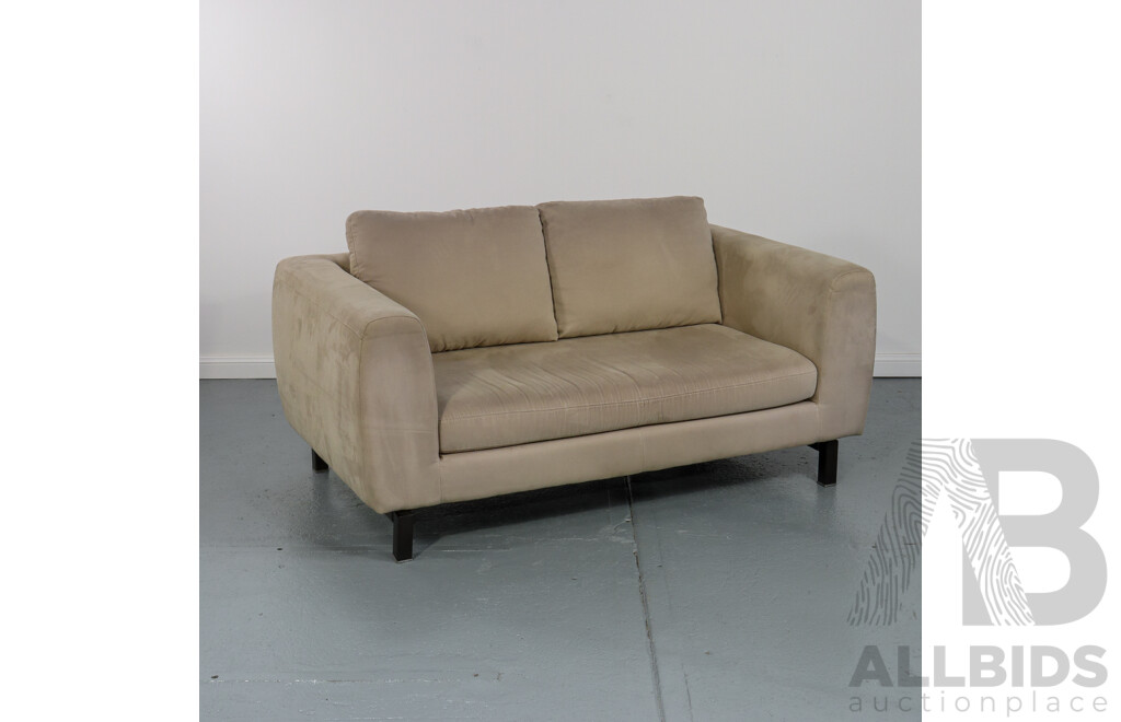Pair of Modern Suede Natuzzi Two and Three Seater Lounges