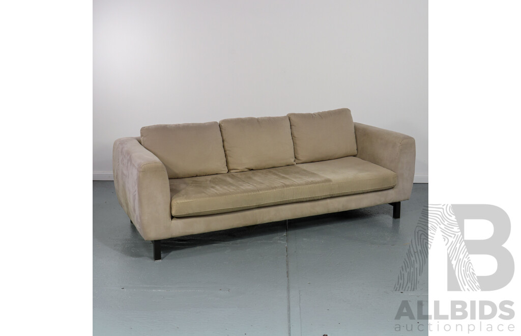 Pair of Modern Suede Natuzzi Two and Three Seater Lounges