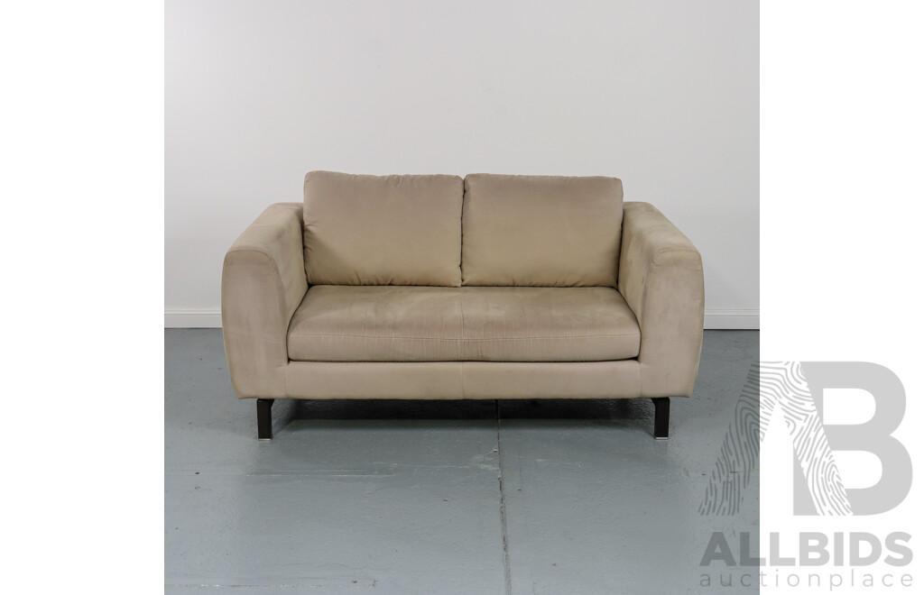 Pair of Modern Suede Natuzzi Two and Three Seater Lounges