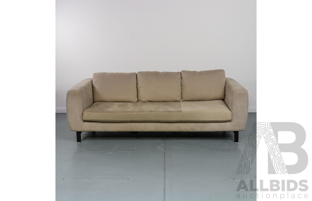 Pair of Modern Suede Natuzzi Two and Three Seater Lounges