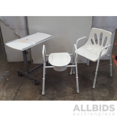 Hero Medical Standard (S11193) Over Toilet Aid & (S11195) Shower Chair + Mobile Side Desk