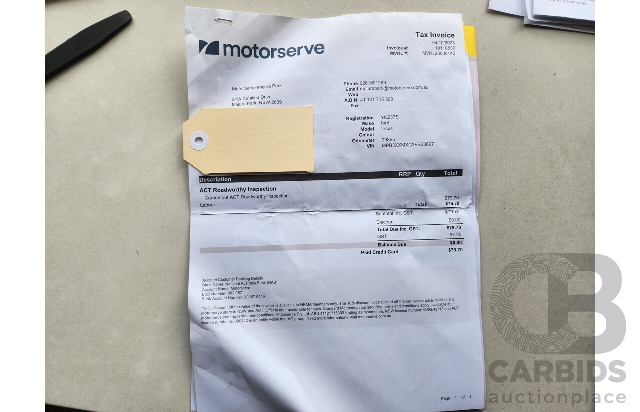 08/2015 Ford Focus Sport LZ 5d Hatchback White 1.5L