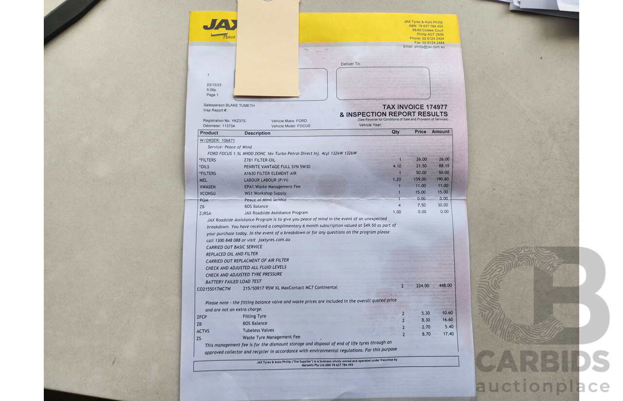 08/2015 Ford Focus Sport LZ 5d Hatchback White 1.5L