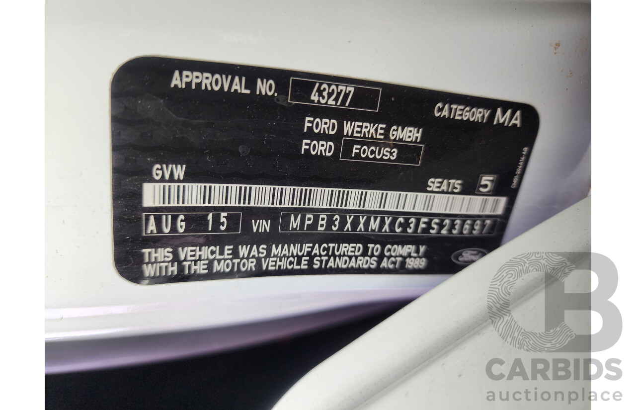 08/2015 Ford Focus Sport LZ 5d Hatchback White 1.5L