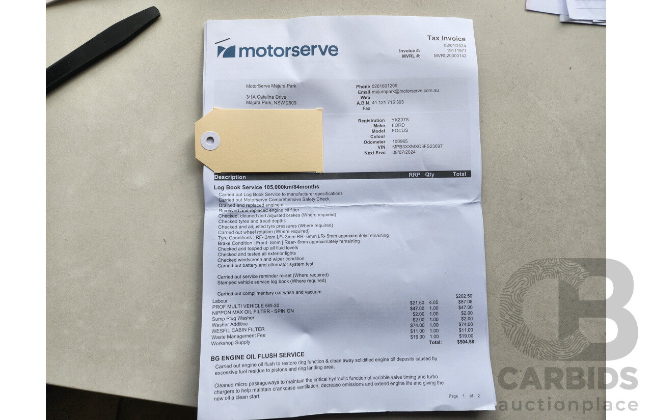 08/2015 Ford Focus Sport LZ 5d Hatchback White 1.5L