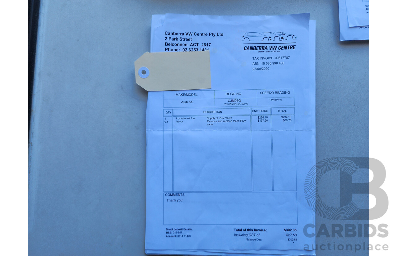 01/2013 Audi A4 2.0 TFSI Quattro B8 (8K) MY13 4d Sedan Black 2.0L