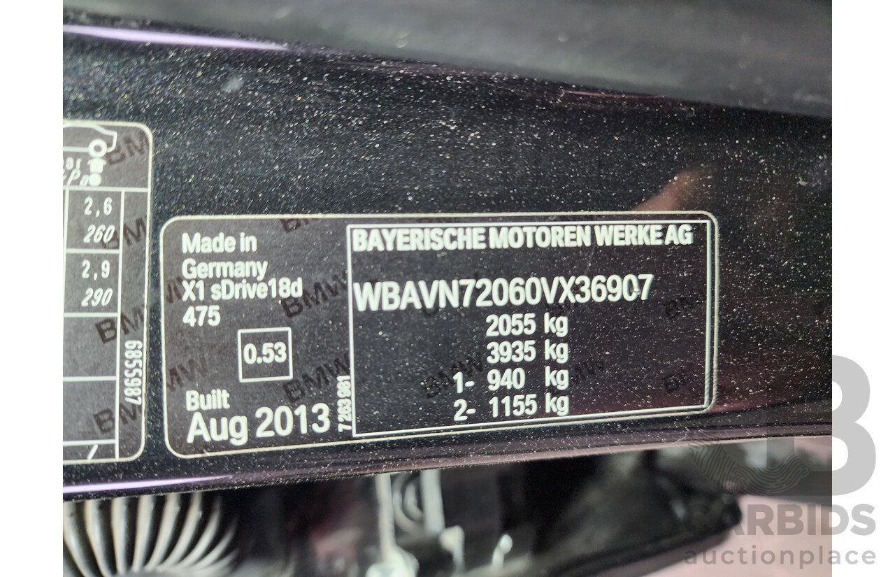 01/2014 Bmw X1 Sdrive 18d E84 MY14 4d Wagon Black 2.0L