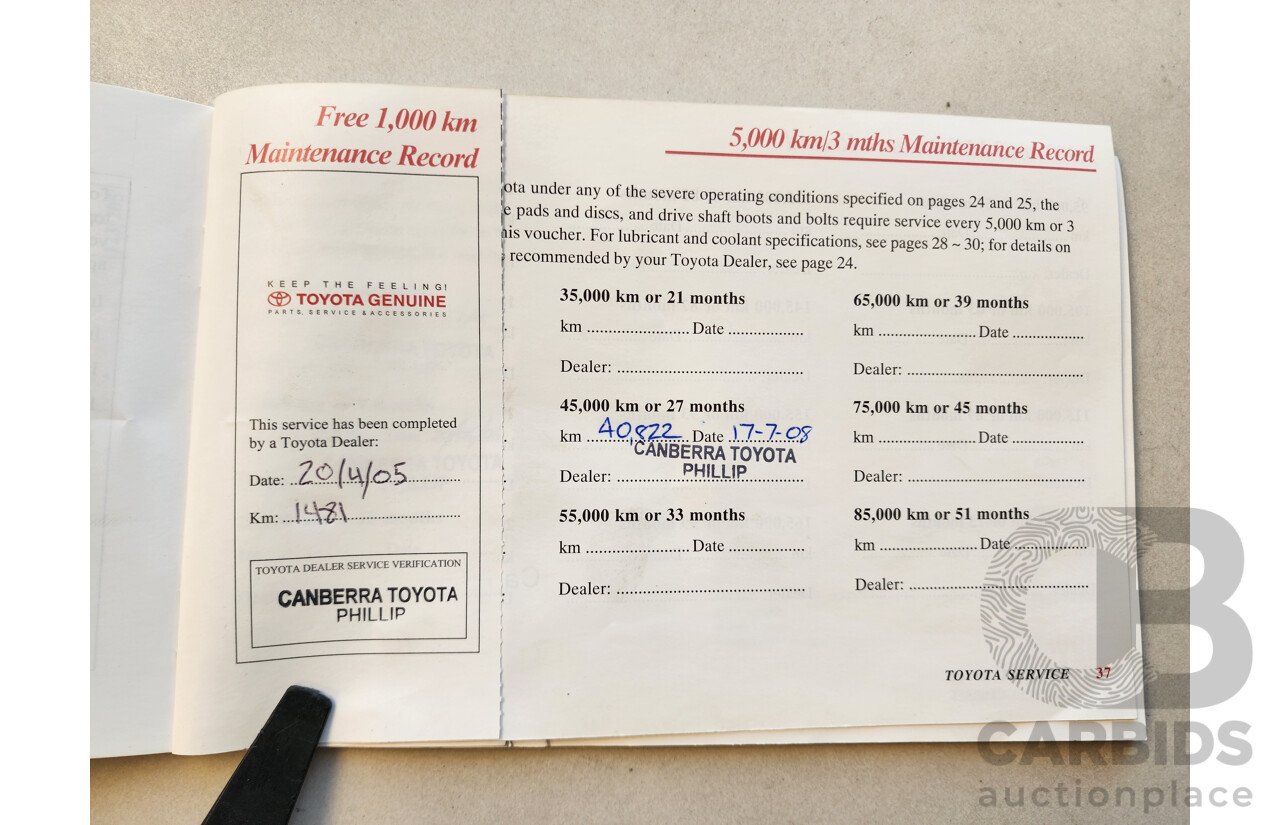 02/2005 Toyota Rav4 CV (4x4) ACA23R 4d Wagon Red 2.4L