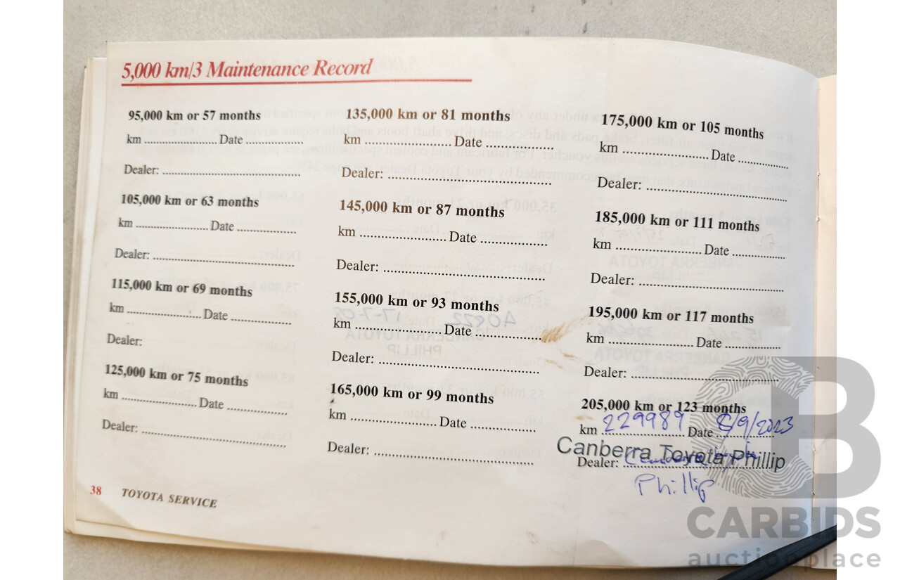 02/2005 Toyota Rav4 CV (4x4) ACA23R 4d Wagon Red 2.4L