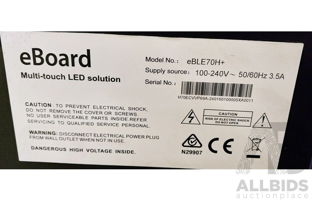 EBoard EBELE70H+ 70-Inch Interactive Touchscreen Display