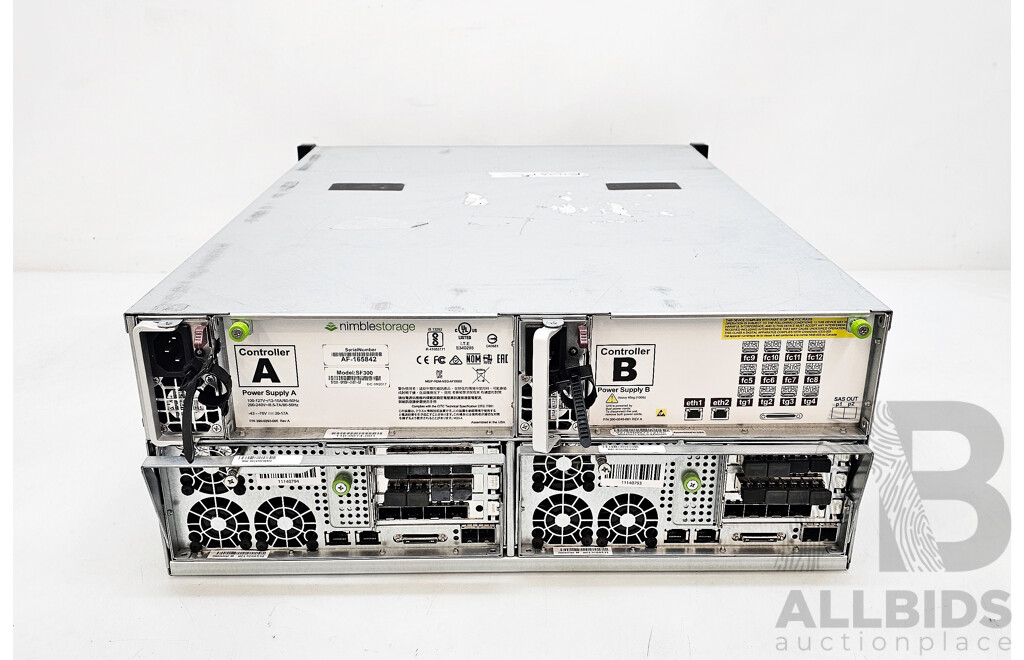 HPE Nimblestorage (SF300) 24-Bay 4RU Hard Drive Array W/ 176GB DDR4 & 16TB Storage