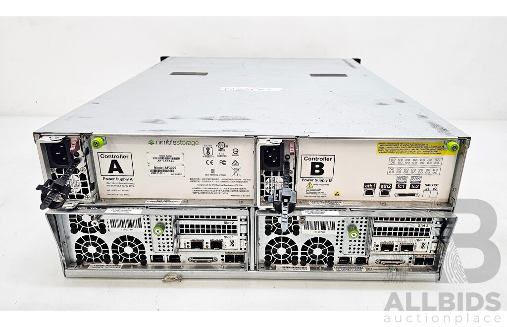 HPE Nimblestorage (AF3000) 24-Bay 4RU Hard Drive Array W/ 96GB DDR4