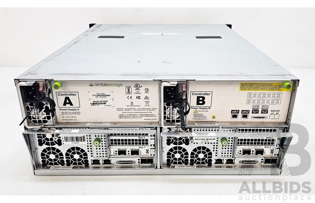 HPE Nimblestorage (AF3000) 24-Bay 4RU Hard Drive Array W/ 96GB DDR4
