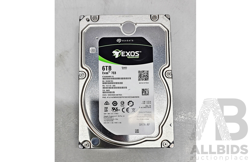 Seagate (ST6000NM0115) Exos 6TB 6Gbps 7.2K RPM SATA 3.5-Inch Hard Drive