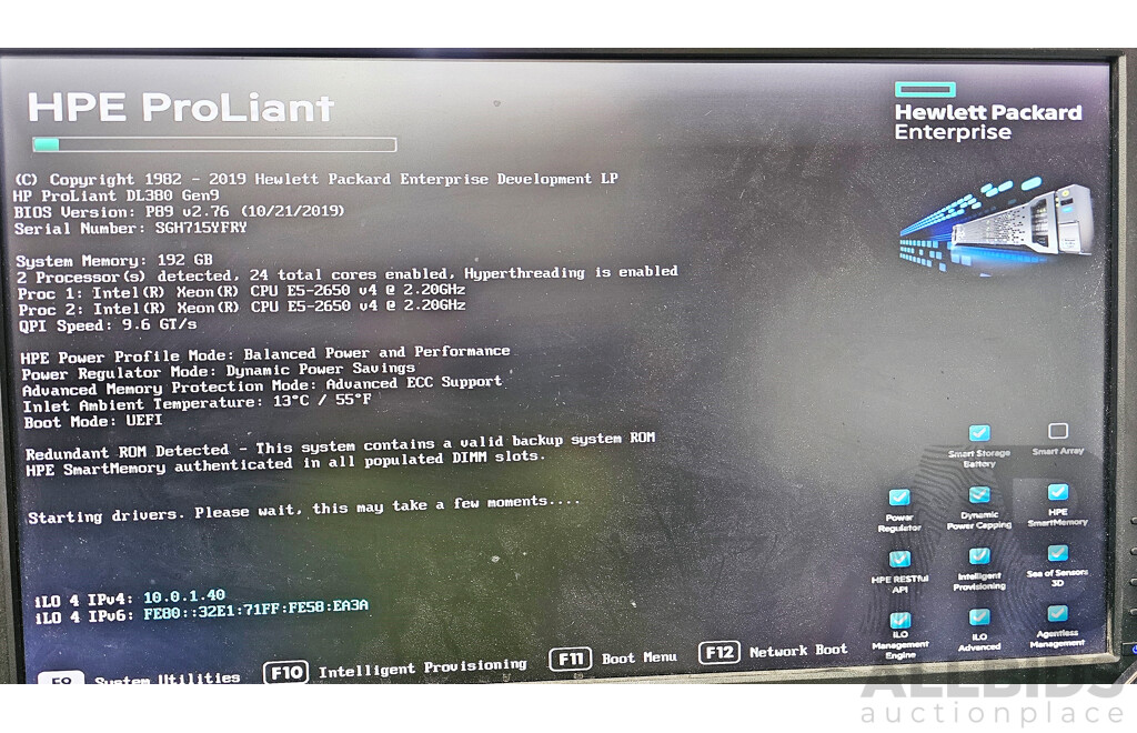 HPE ProLiant DL380 Gen9 Dual Intel Xeon (E5-2650 V4) 2.20GHz-2.90GHz 12-Core CPU 2RU Server W/ 192GB DDR4