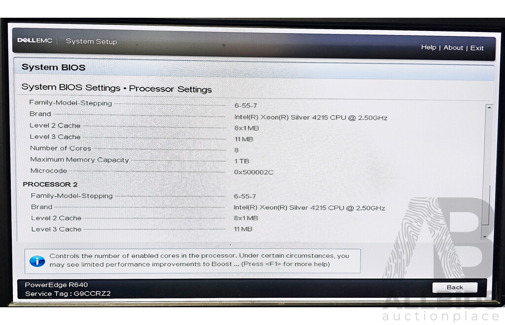 Dell PowerEdge R640 Dual Intel Xeon SILVER (4215) 2.50GHz-3.50GHz 8-Core CPU 1RU Server W/ 256GB DDR4