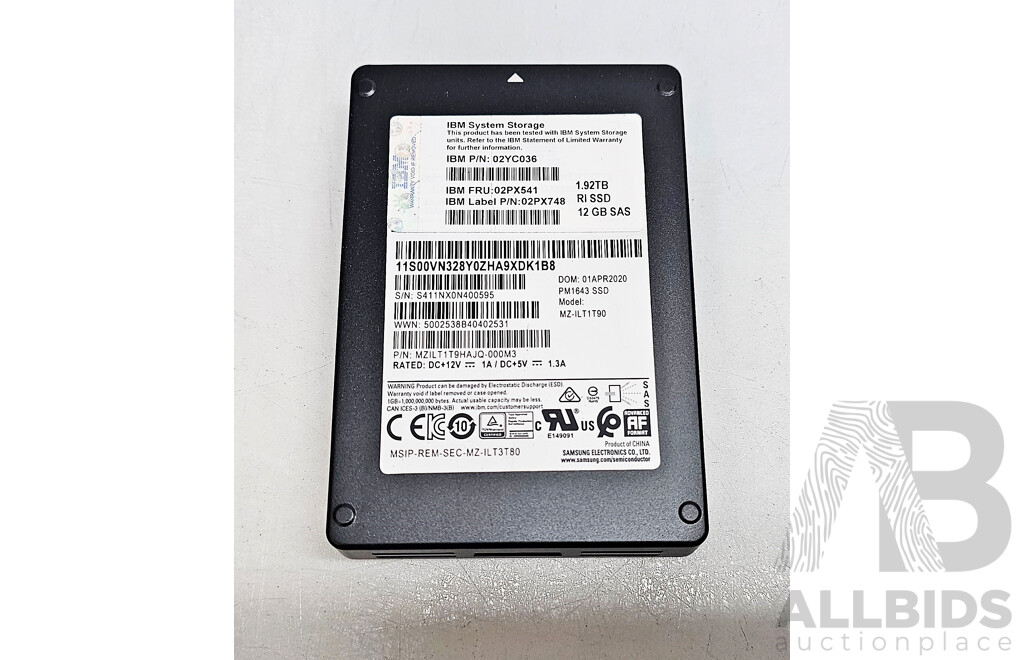 Dell (MZILT1T9HAJQAD4) 1.92TB SAS 12Gbps 2.5-Inch Solid State Drive