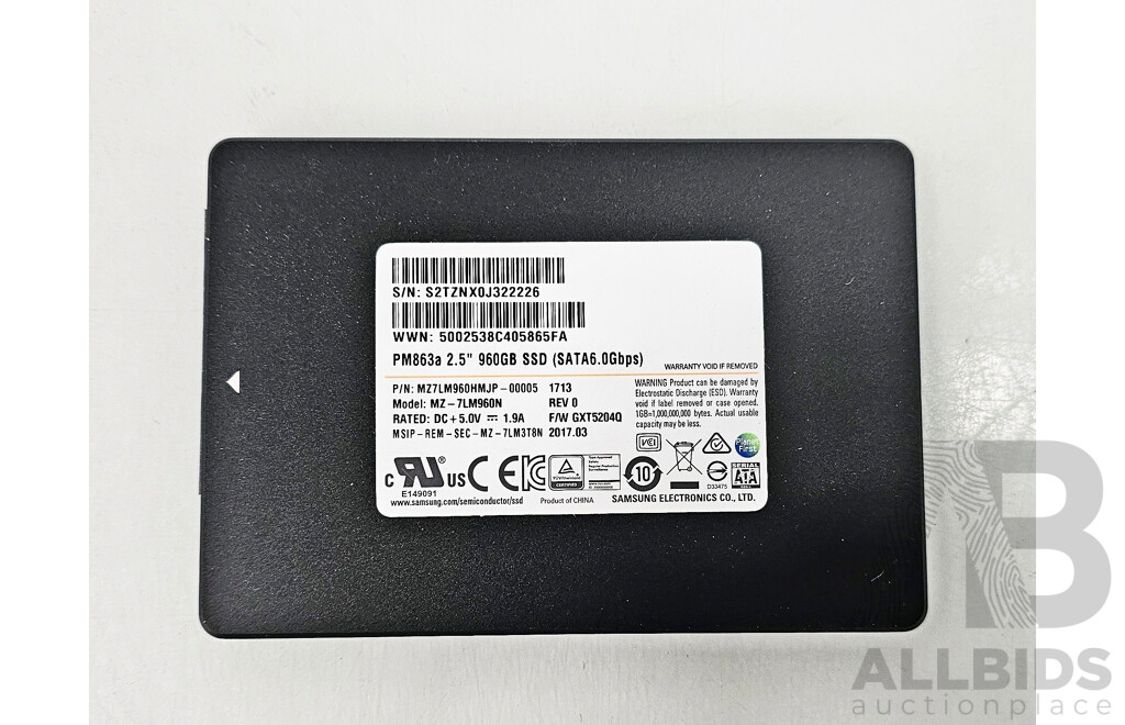 Samsung (MZ-LM960N) PM863a 960GB SATA 6Gbps 2.5-Inch Solid State Drive
