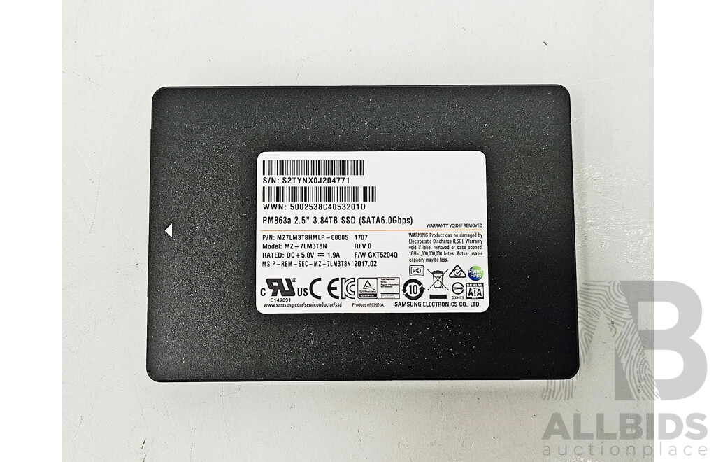 Samsung (MZ-7LM3T8N) PM863a 3.84TB SATA 6Gbps 2.5-Inch Solid State Drive