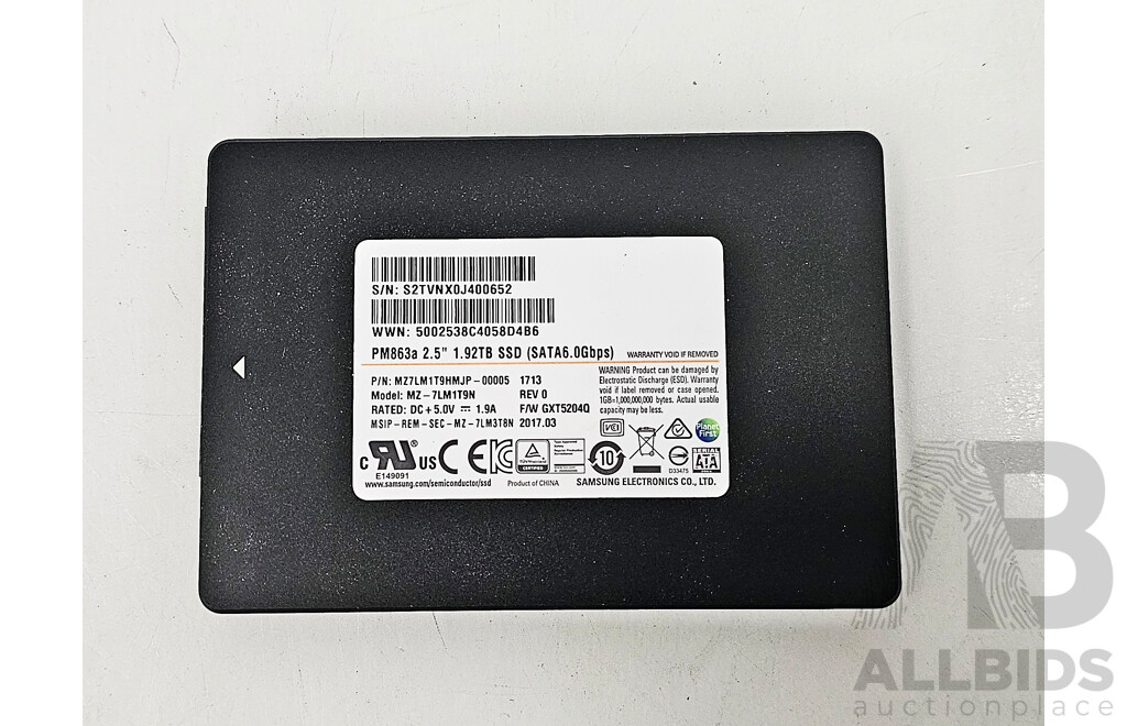 Samsung (MZ-7LM1T9N) PM863a 1.92TB SATA 6Gbps 2.5-Inch Solid State Drive