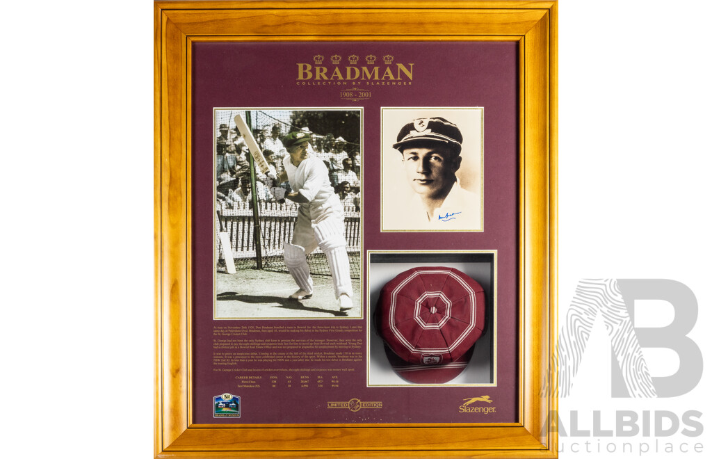 Limited Edition Sir Donald Bradman St George DCC Cap Presentation, No. 73/200