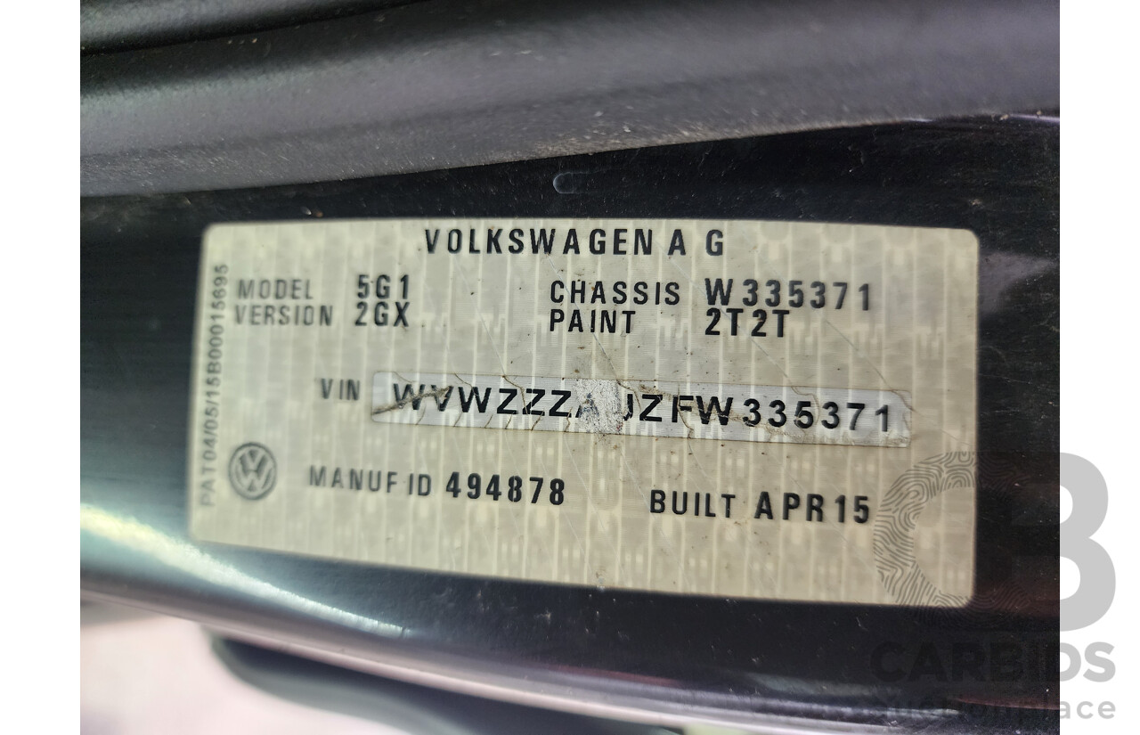 06/2015 Volkswagen Golf 90 TSI AU MY15 5d Hatchback Black 1.4L