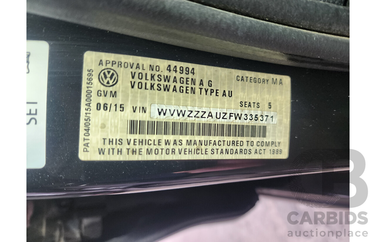 06/2015 Volkswagen Golf 90 TSI AU MY15 5d Hatchback Black 1.4L