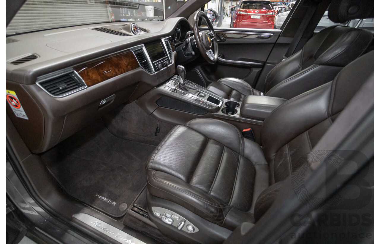 8/2014 Porsche Macan Turbo (AWD) 95B 4d Wagon Agate Grey Metallic Twin Turbo V6 3.6L